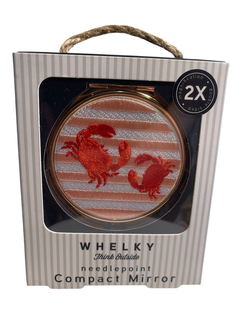 Whelky "Think Outside" Needlepoint Red Crabs Compact Mirror - NWT **